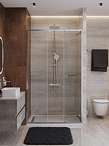 Душевая дверь Cezares LUX 130 B-FS-11-130-C-CR стекло прозрачное/профиль хром купить в интернет-магазине Sanbest