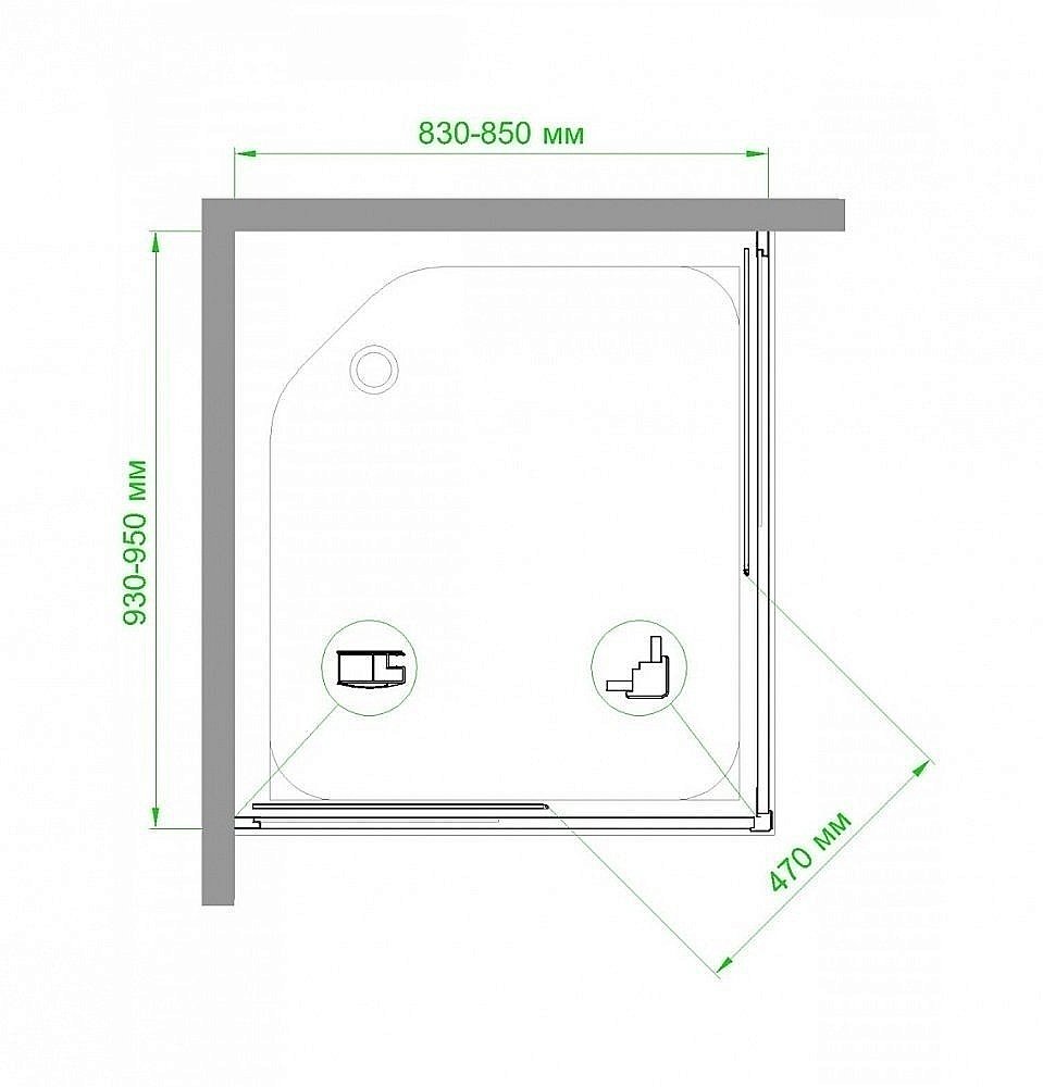 Душевой уголок Royal Bath RB9585HPD-T 85х95 прозрачный купить в интернет-магазине Sanbest
