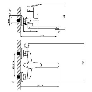 Смеситель для ванны Lemark Partner LM6513C купить в интернет-магазине сантехники Sanbest
