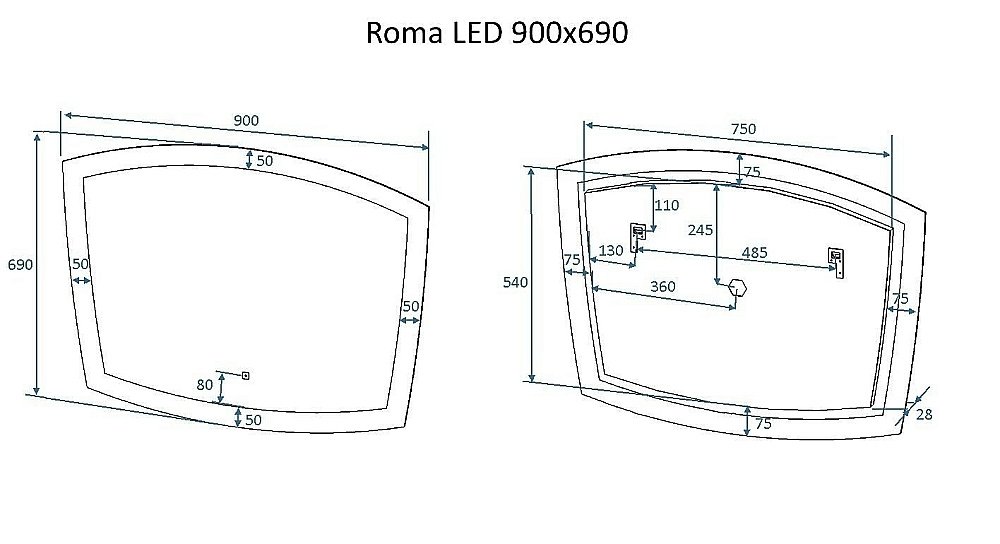 Зеркало Art&Max ROMA AM-Rom-900-700-DS-F в ванную от интернет-магазине сантехники Sanbest