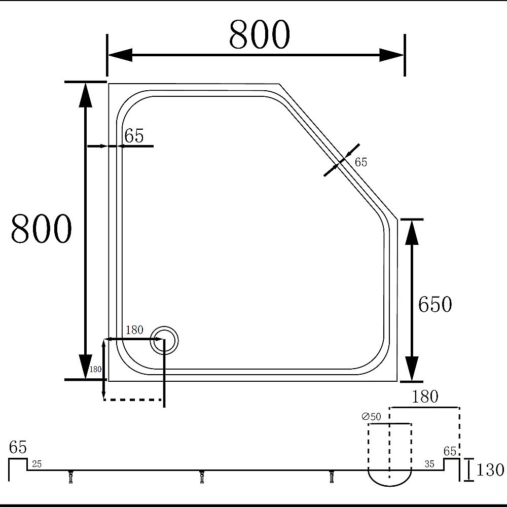 Душевой поддон Abber 80х80 AD3B080 белый купить в интернет-магазине Sanbest