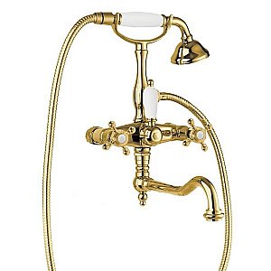 Смеситель для ванны Cezares GOLF-VDF-03/24 золото/ручка белая купить в интернет-магазине сантехники Sanbest