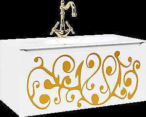 Тумба с раковиной Clarberg Elegance 100 белая с золотым узором для ванной в интернет-магазине Sanbest
