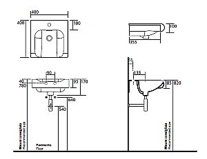 Тумба с раковиной Kerasan Inka project 40x40 белая с белой раковиной для ванной в интернет-магазине Sanbest