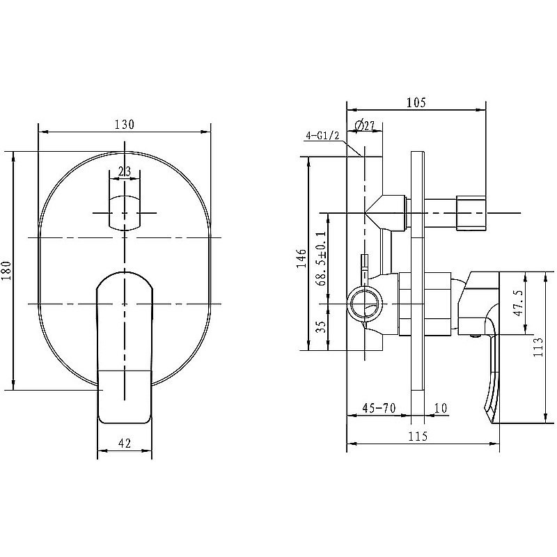 Смеситель для душа Kaiser Aurora 67277 купить в интернет-магазине сантехники Sanbest
