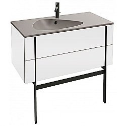 Тумба с раковиной Jacob Delafon NOUVELLE VAGUE 100 EB3032-N18+EXAQ112-Z-MK4 белый глянцевый/раковина серая для ванной в интернет-магазине Sanbest