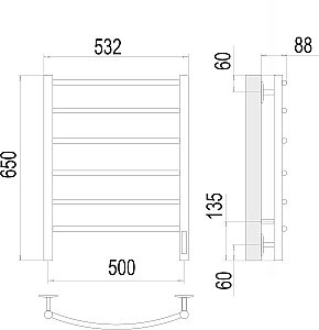 Полотенцесушитель электрический Terminus Классик П6 500х650 quick touch купить в интернет-магазине сантехники Sanbest