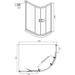Душевой уголок Ambassador Kingston 14011208 120х80 стекло прозрачное/профиль черный купить в интернет-магазине Sanbest