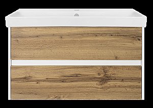 Тумба с раковиной подвесная Misty Адриана 90 светлое дерево для ванной в интернет-магазине Sanbest