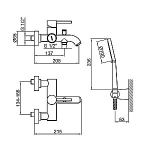Смеситель для ванны Webert Elio EL850101560 черный матовый купить в интернет-магазине сантехники Sanbest