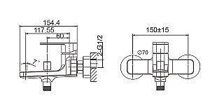 Смеситель для ванны WONZON & WOGHAND ARNIE WW-693101-MB черный матовый купить в интернет-магазине сантехники Sanbest