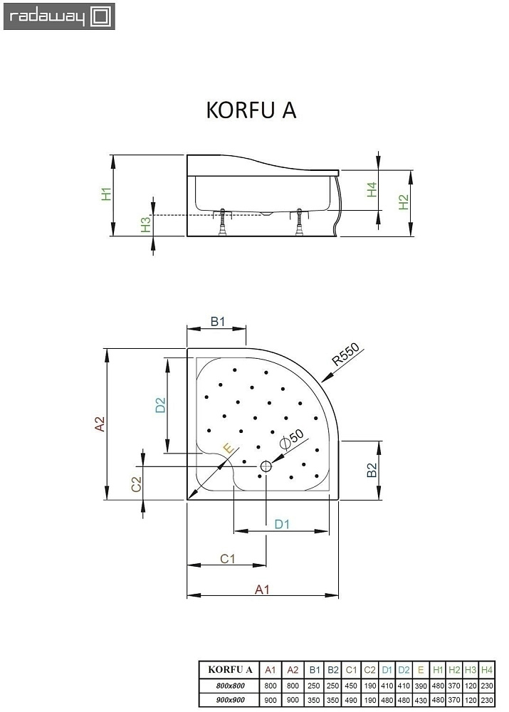 Душевой поддон Radaway Korfu A 80x80 купить в интернет-магазине Sanbest