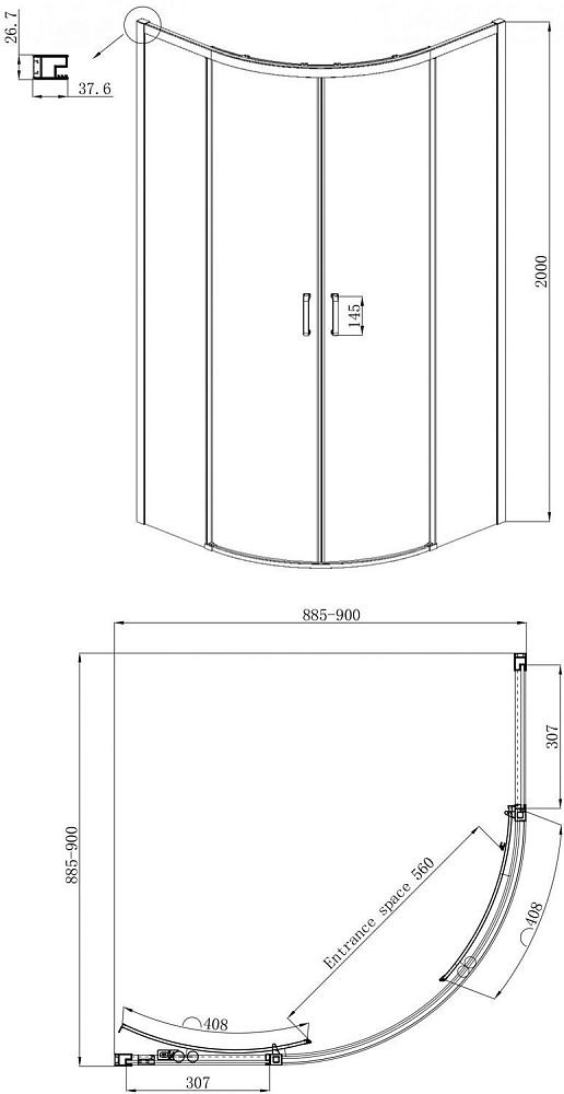 Душевой уголок Ambassador Queen Black 90x90 11011201 купить в интернет-магазине Sanbest