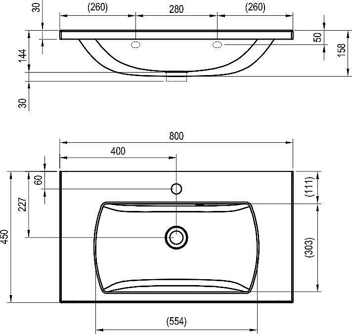 Раковина Ravak Classic II XJX01180000 80 белая купить в интернет-магазине Sanbest