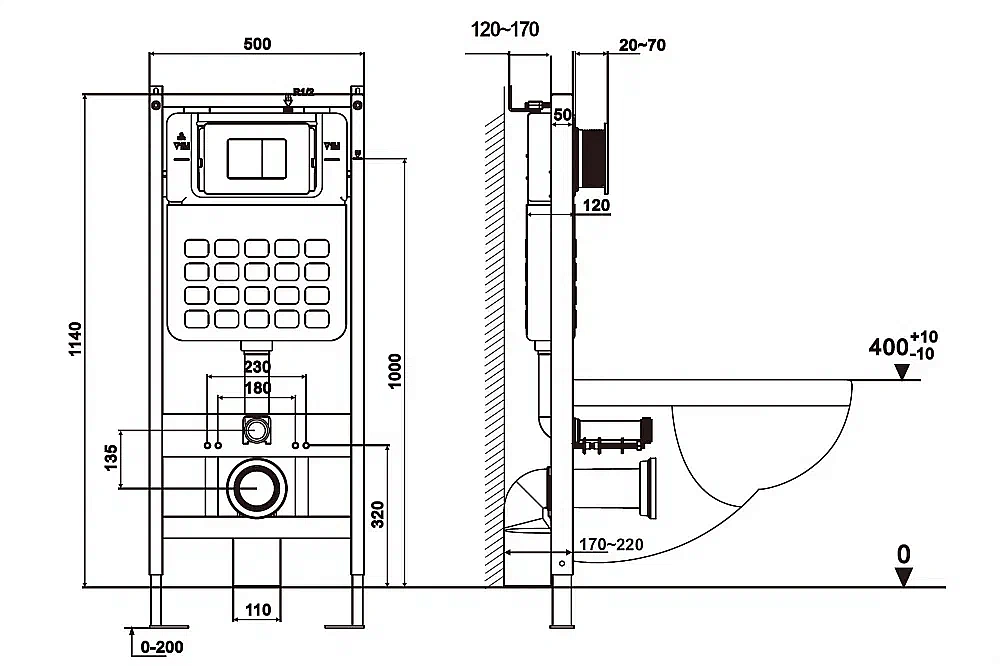 Унитаз подвесной ABBER Rechteck AC1220TC белый с инсталляцией AC0105 и кнопкой AC0121NG оружейная сталь, безободковый, с крышкой микролифт купить в интернет-магазине Sanbest
