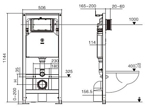 Унитаз с инсталляцией WeltWasser AMBERG 506 ST+MERZBACH 041 XL MT-BL+AMBERG RD-BL черный матовый/кнопка черная матовая-хром купить в интернет-магазине Sanbest