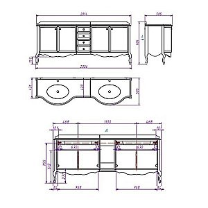 Тумба с раковиной Caprigo Lusso комплект 4 для ванной в интернет-магазине Sanbest