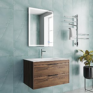 Тумба с раковиной Vincea Chiara 2D 80 VMC-2C2800CO/VCB-13800W тёмный дуб/раковина белая для ванной в интернет-магазине Sanbest