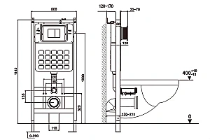 Унитаз подвесной ABBER Rechteck AC1220TC белый с инсталляцией AC0105 и кнопкой AC0121NG оружейная сталь, безободковый, с крышкой микролифт купить в интернет-магазине Sanbest