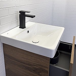 Тумба с раковиной Comforty Дартфорд 45 дуб тёмно коричневый для ванной в интернет-магазине Sanbest