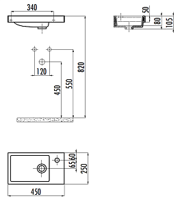 Раковина Creavit Elmas 45 TP025.00000 белая купить в интернет-магазине Sanbest