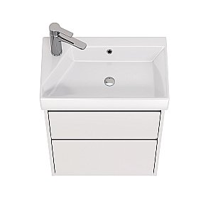 Тумба с  раковиной подвесная/напольная Dreja SLIM 55 белый глянец для ванной в интернет-магазине Sanbest
