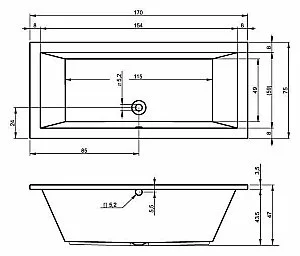 Акриловая ванна Riho Lusso 170x75 B007001005 белая купить в интернет-магазине Sanbest