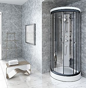 Душевая кабина Радомир Стронг 110х110 без крыши, стекло прозрачное/профиль черный купить в интернет-магазине Sanbest