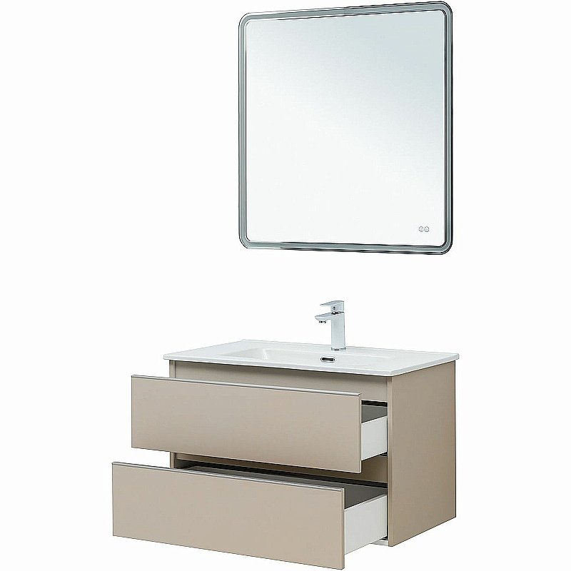 Тумба с раковиной Aquanet Вега 80 329585 бежевая для ванной в интернет-магазине Sanbest