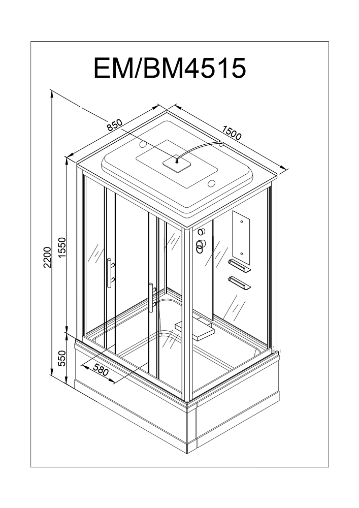 Душевая кабина Deto ЕМ4515 с пультом 150х85 купить в интернет-магазине Sanbest