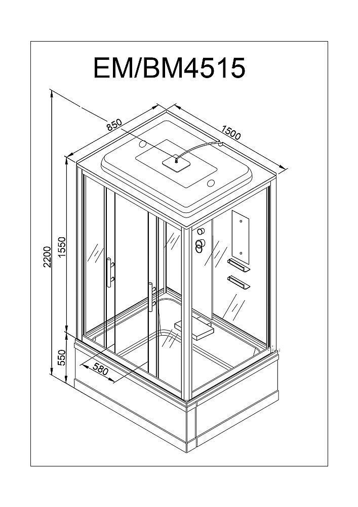 Душевая кабина DTO ЕМ4515 с пультом 150х85 купить в интернет-магазине Sanbest