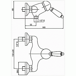 Смеситель для душевой кабины Caprigo ADRIA–Uno 02-016 Бронза купить в интернет-магазине сантехники Sanbest