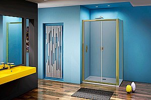 Душевой уголок Good Door JAZZ WTW+SP 140х100 стекло прозрачное/профиль золото купить в интернет-магазине Sanbest