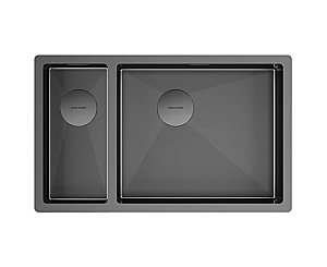 Кухонная мойка Paulmark Next 69/2S PM226944-GM вороненая сталь купить в интернет-магазине сантехники Sanbest