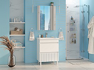 Тумба с раковиной Misty Мира - 65 П-Мир-01065-012Я белая для ванной в интернет-магазине Sanbest