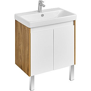 Тумба с раковиной Акватон Сканди Doors 70 белая/дуб рустикальный для ванной в интернет-магазине Sanbest