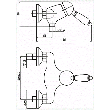 Смеситель для душевой кабины Caprigo ADRIA–Uno 02-016 Бронза купить в интернет-магазине сантехники Sanbest