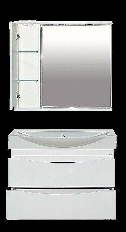 Зеркало со шкафом Misty Элвис 83,3 белая эмаль в ванную от интернет-магазине сантехники Sanbest