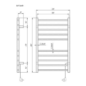 Полотенцесушитель Domoterm Квадро DMT 109-S П10 53x86 BOX EK R купить в интернет-магазине сантехники Sanbest