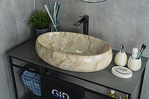 Раковина накладная Gid 60 Mnc162 54404 бежевый мрамор купить в интернет-магазине Sanbest