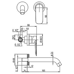 Смеситель для раковины PAINI Nove 09CR208 хром купить в интернет-магазине сантехники Sanbest