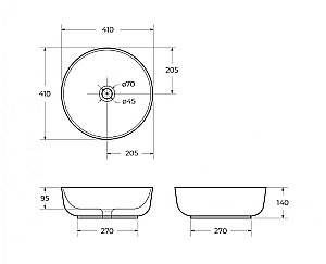 Раковина накладная BelBagno 41 BB1315-H301 черная матовая купить в интернет-магазине Sanbest