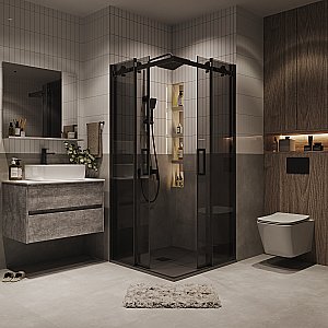 Душевой уголок Grossman Classic 300.K33.04.8080.21.10 80x80 стекло тонированное/профиль черный матовый купить в интернет-магазине Sanbest