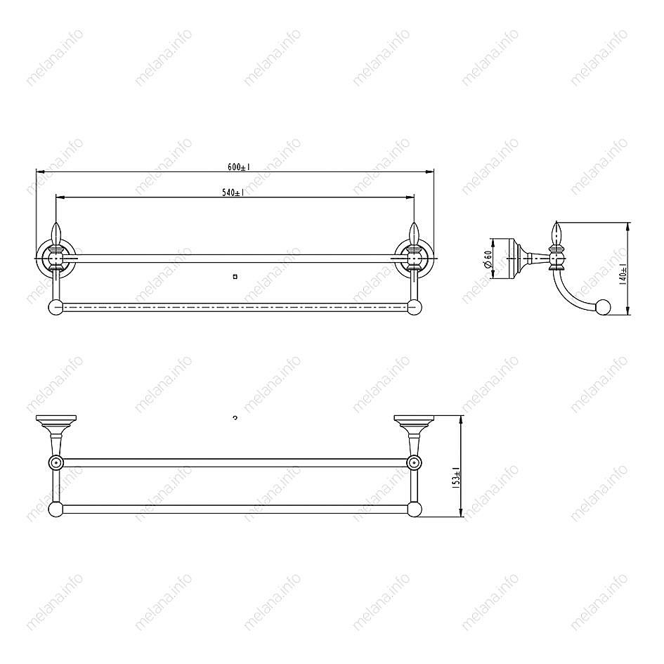 Полотенцедержатель Melana MLN-820002 хром/золото купить в интернет-магазине сантехники Sanbest