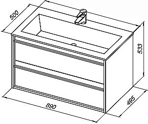 Тумба с раковиной Aquanet Lino 90 Дуб Веллингтон для ванной в интернет-магазине Sanbest
