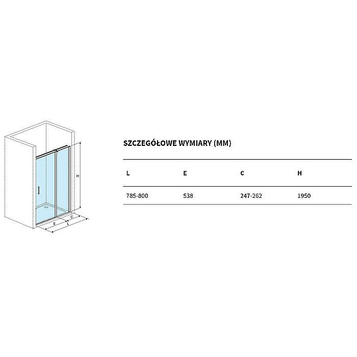 Душевая дверь Excellent Mazo 80 стекло прозрачное/профиль хром купить в интернет-магазине Sanbest