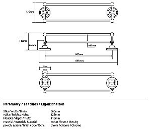 Полотенцедержатель двойной Bemeta Retro 144304232 купить в интернет-магазине сантехники Sanbest