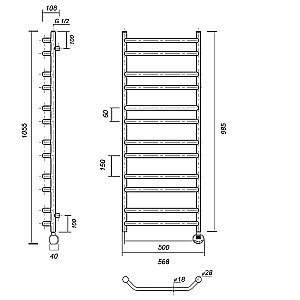 Полотенцесушитель электрический Domoterm Лаура П12 500x985 АБР E бронза купить в интернет-магазине сантехники Sanbest