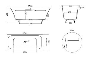 Ванна Salini Orlanda Axis S-Sense 170х75 103313M белая матовая купить в интернет-магазине Sanbest