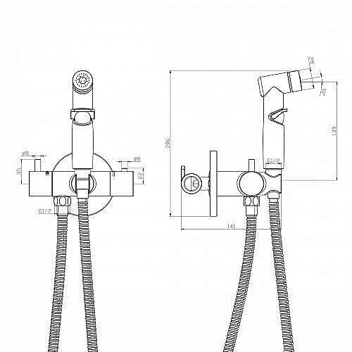 Гигиенический душ Rossinka X25-58 купить в интернет-магазине сантехники Sanbest